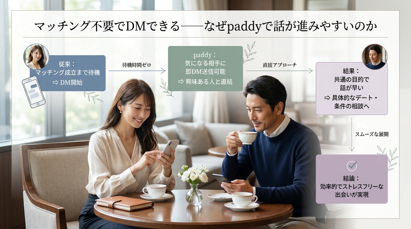 マッチング不要でDMできる——なぜpaddyで話が進みやすいのか
