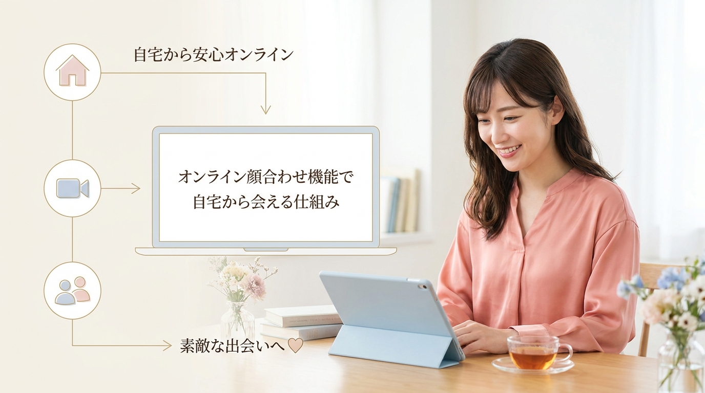 オンライン顔合わせ機能で自宅から会える仕組み
