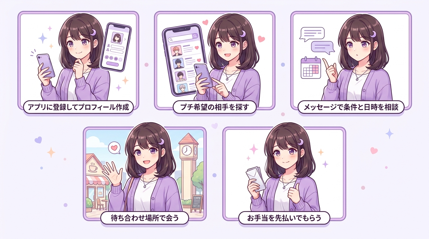 マッチングから条件交渉・お手当受け取りまでの流れ
