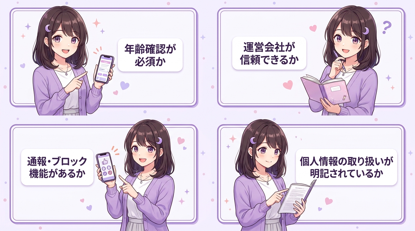安全性・年齢確認の有無を必ず確認する