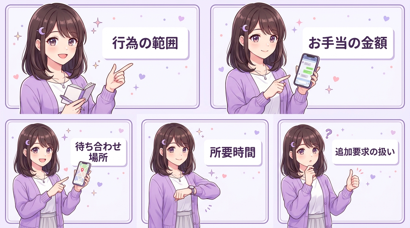 STEP2:メッセージで条件交渉(内容・金額・場所・時間)