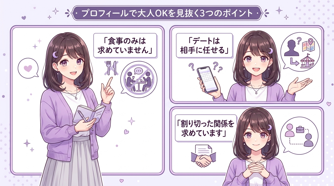 プロフィールで大人OKを見抜く3つのポイント