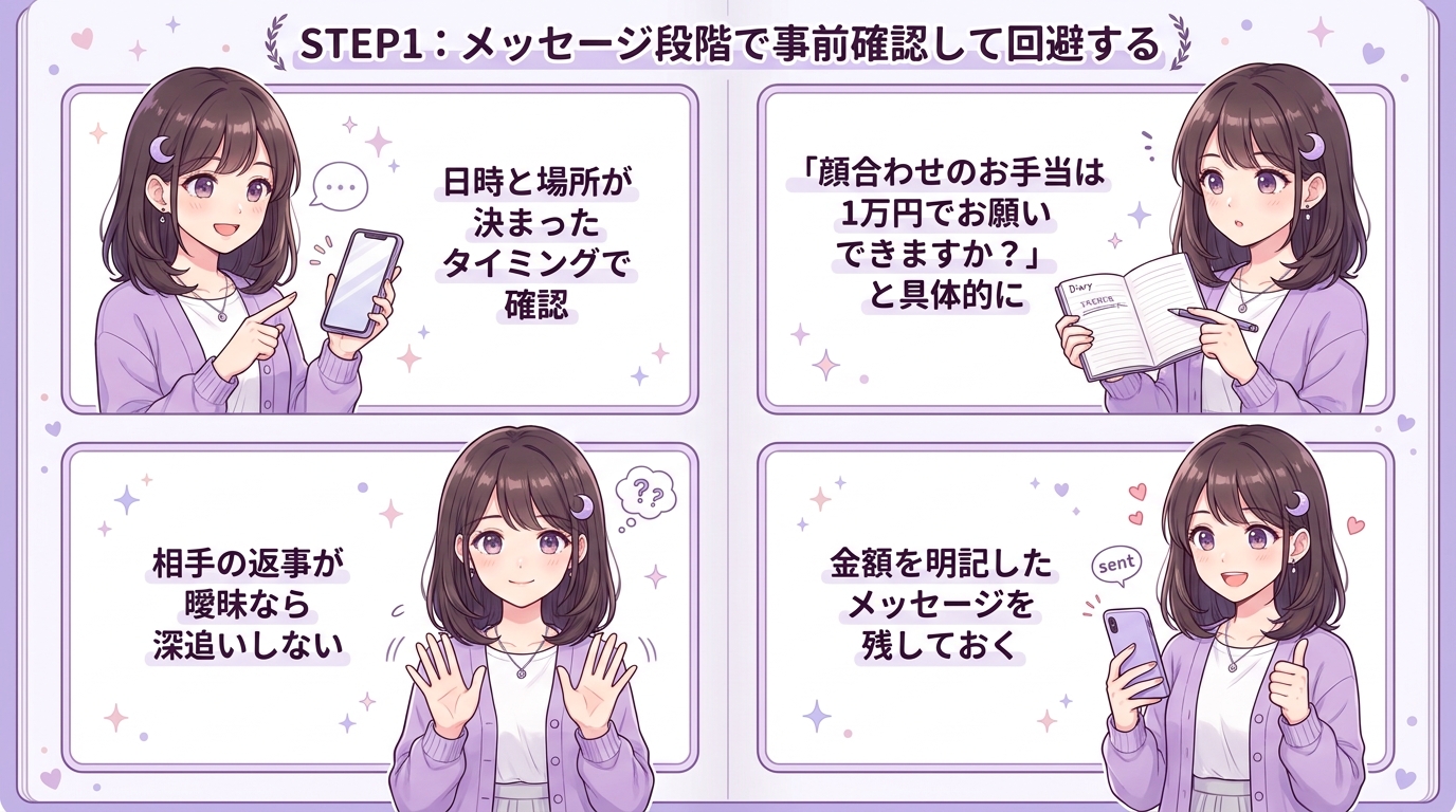 STEP1：メッセージ段階で事前確認して回避する